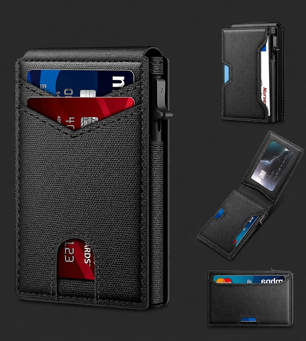 Vintage Carbon Fiber RFID Card Holder Wallet - Prestige Carry